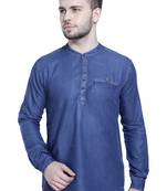 men's tailored fit atlantic blue short denim kurta