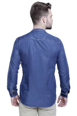 men's tailored fit atlantic blue short denim kurta 2