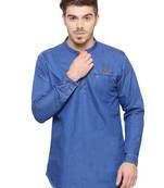 men's tailored fit atlantic blue short denim kurta