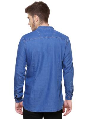 men's tailored fit atlantic blue short denim kurta 2