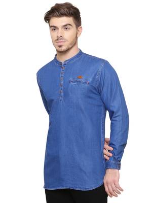 men's tailored fit atlantic blue short denim kurta 3