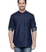 men's tailored fit denimax blue short denim kurta