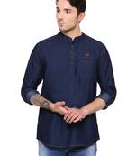 men's tailored fit denimax blue short denim kurta