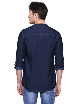 men's tailored fit denimax blue short denim kurta 2