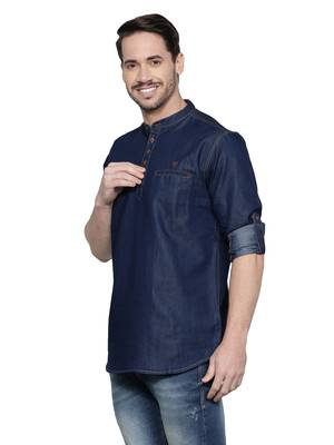men's tailored fit denimax blue short denim kurta 3