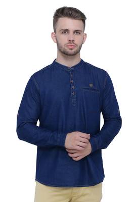 men's tailored fit denimax blue short denim kurta 1