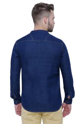 men's tailored fit denimax blue short denim kurta 2