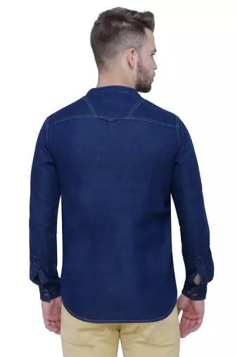 men's tailored fit denimax blue short denim kurta