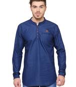 men's tailored fit denimax blue short denim kurta