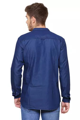 men's tailored fit denimax blue short denim kurta