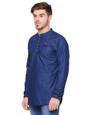 men's tailored fit denimax blue short denim kurta 3