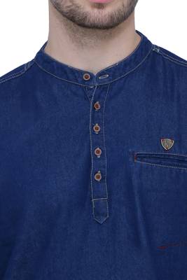 men's tailored fit denimax blue short denim kurta 5