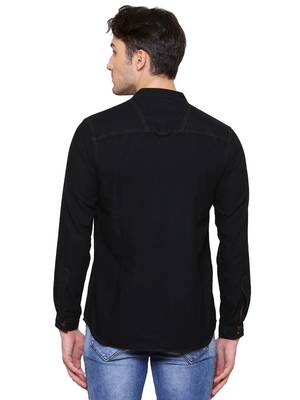 men's tailored fit black short denim kurta 3