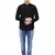 men's tailored fit black short denim kurta