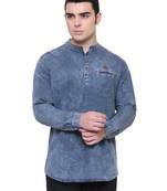 men's tailored fit cloud grey short denim kurta