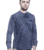 men's tailored fit cloud grey short denim kurta