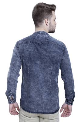 men's tailored fit cloud grey short denim kurta 2