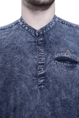 men's tailored fit cloud grey short denim kurta 5
