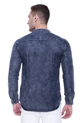 men's tailored fit cloud grey short denim kurta 2
