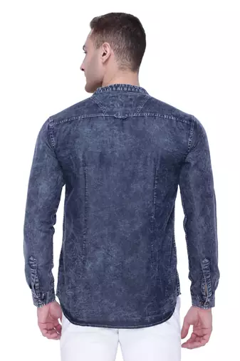 men's tailored fit cloud grey short denim kurta