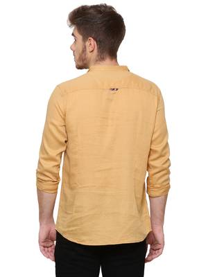 men's tailored fit beige cotton short kurta 2