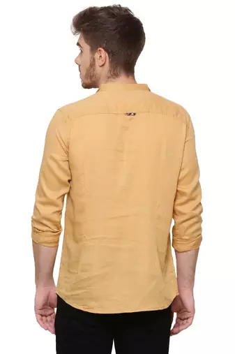 men's tailored fit beige cotton short kurta