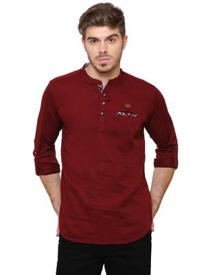 men's tailored fit beige cotton short kurta 1