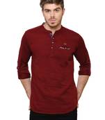 men's tailored fit beige cotton short kurta