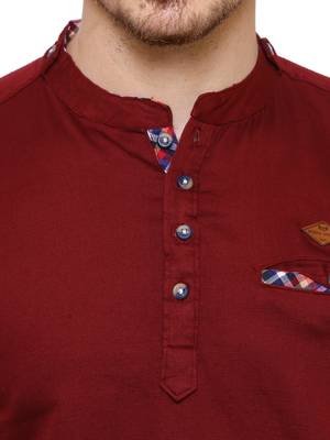 men's tailored fit beige cotton short kurta 5