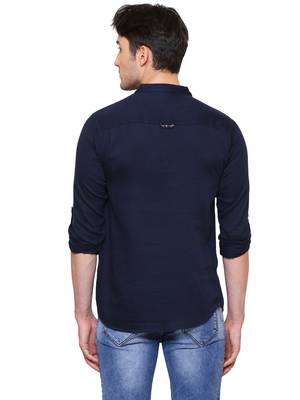 men's tailored fit indigo blue cotton short kurta 2