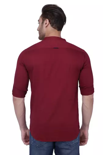 men's tailored fit beige cotton short kurta