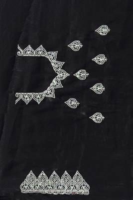 Black heavy sequence embroidery work silk saree 3