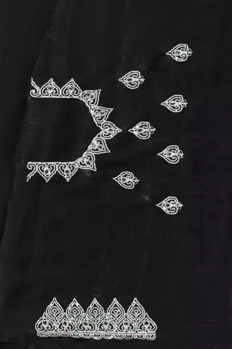 Black heavy sequence embroidery work silk saree