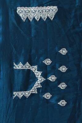 Teal blue heavy sequence embroidery work silk saree 3