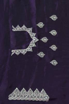 Purple heavy sequence embroidery work silk saree 3