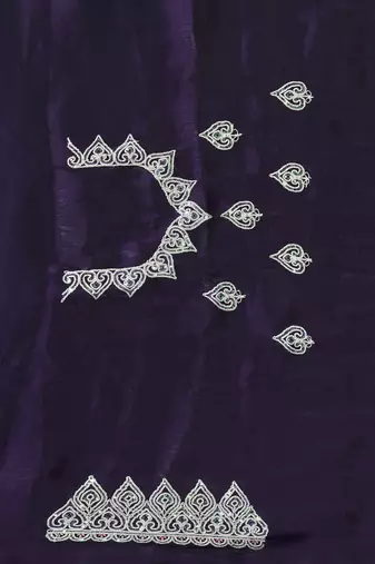 Purple heavy sequence embroidery work silk saree