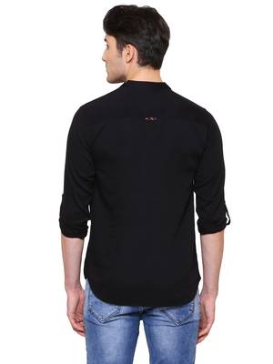 Kuons avenue men's tailored fit black cotton short kurta 2