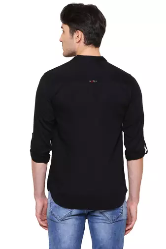 Kuons avenue men's tailored fit black cotton short kurta