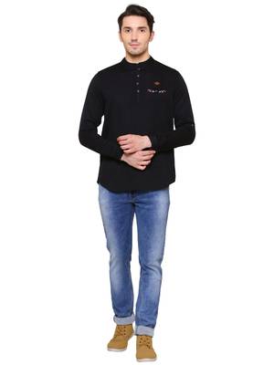 Kuons avenue men's tailored fit black cotton short kurta 4