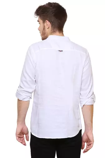 men's tailored fit white cotton short kurta