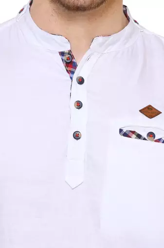 men's tailored fit white cotton short kurta