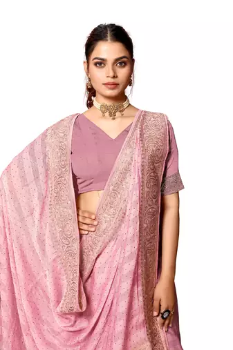 Dusty pink heavy zari embroidery work art silk saree