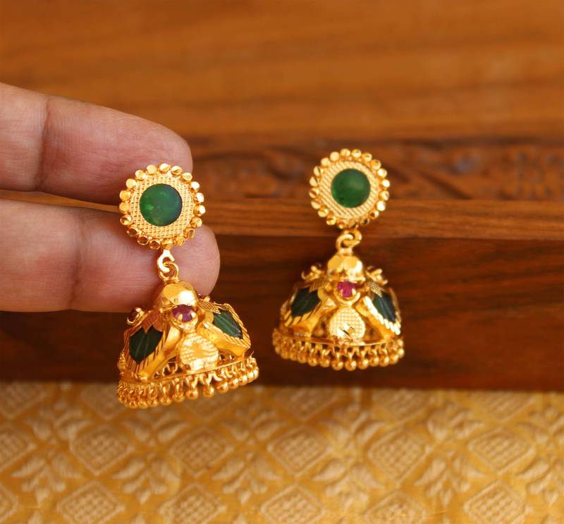 Kerala style gold plated palakka earrings