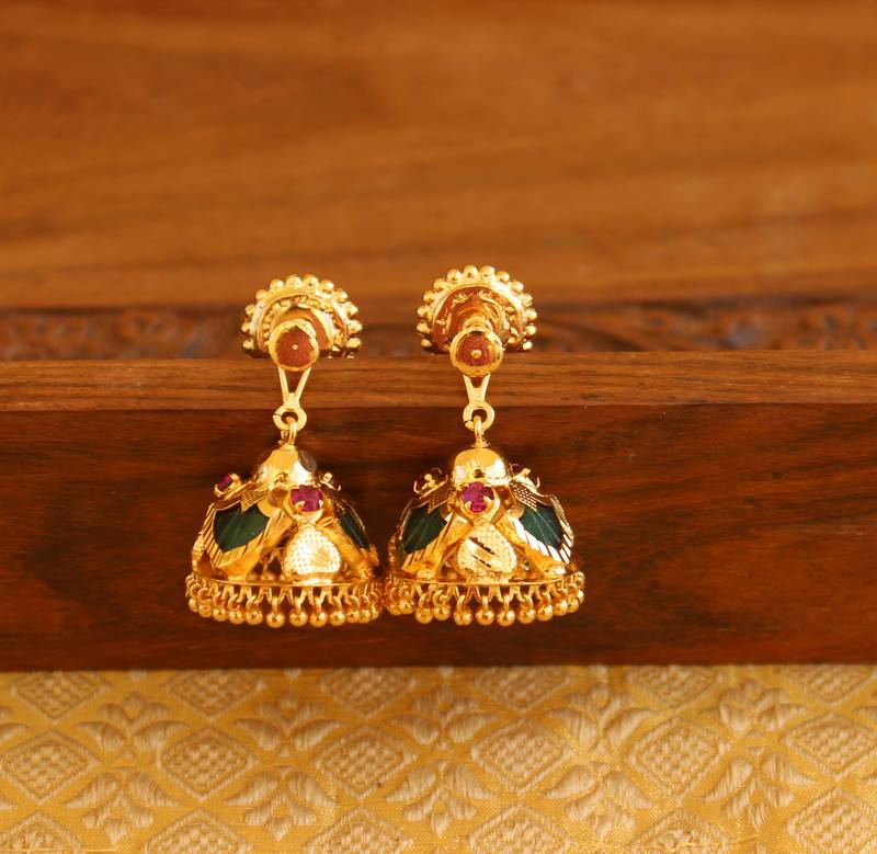 Kerala style gold plated palakka earrings
