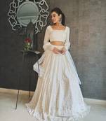 White Georgette Sequin Embroidered Lehenga Choli for Women