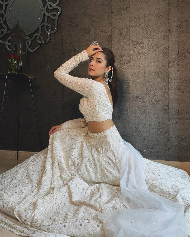 White Georgette Sequin Embroidered Lehenga Choli for Women