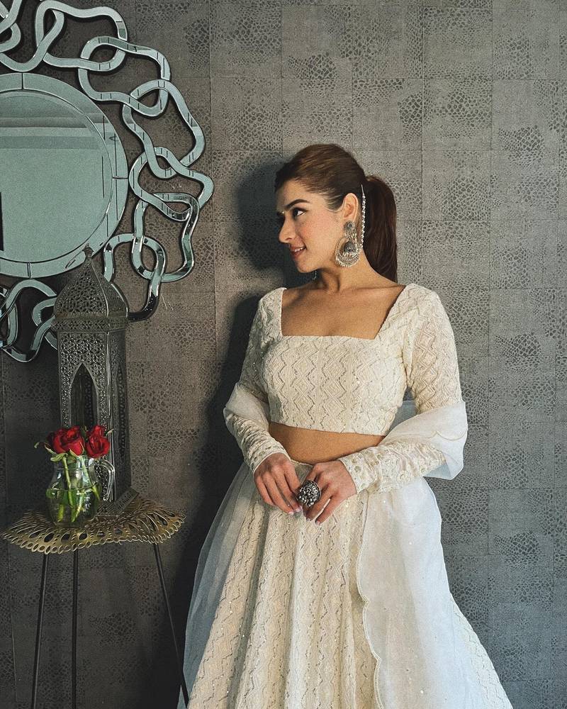 White Georgette Sequin Embroidered Lehenga Choli for Women