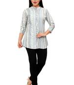 Muslin rayon cotton print with foil short kurtis top