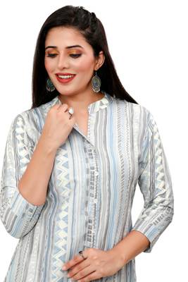 Muslin rayon cotton print with foil short kurtis top 2