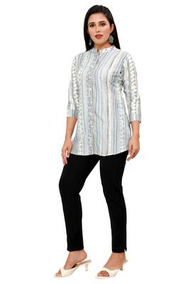 Muslin rayon cotton print with foil short kurtis top 3